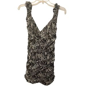 Wilfred by Aritzia animal print ruched mini dress size 2